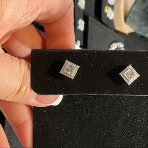 Elegant Silver Square Stud Earrings